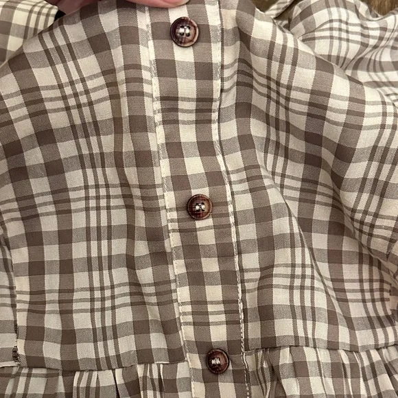 Hem & Thread Gingham Puff Sleeve Babydoll Top | Cottagecore Blouse - Picture 4 of 5
